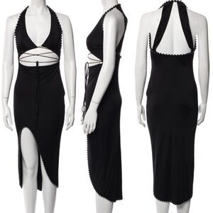 Alexander Wang black beaded midi dress - 0